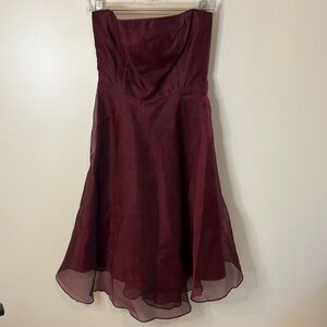 🔥FLASH SALE! Vintage Elegant Burgundy Silk Strapless Dress by Jane Hamil